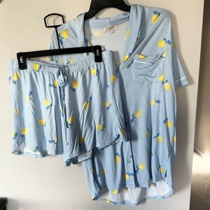 LOFT lemon blue PJ sleep short set M
